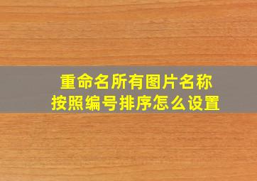 重命名所有图片名称按照编号排序怎么设置