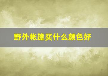 野外帐篷买什么颜色好