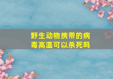 野生动物携带的病毒高温可以杀死吗