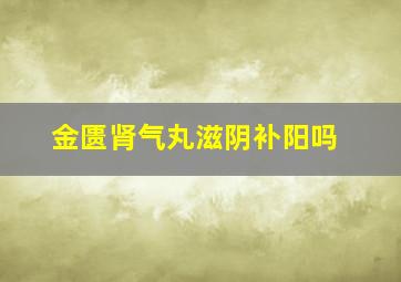 金匮肾气丸滋阴补阳吗