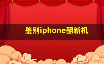 鉴别iphone翻新机