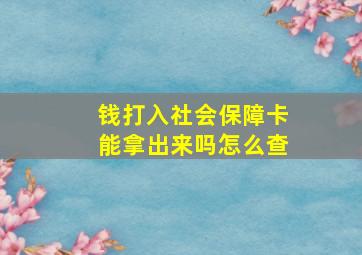 钱打入社会保障卡能拿出来吗怎么查