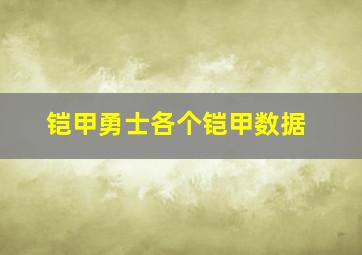 铠甲勇士各个铠甲数据