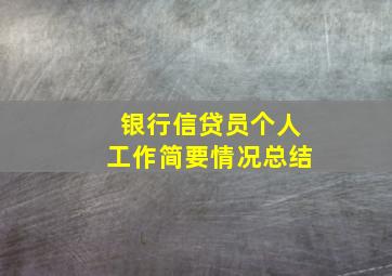 银行信贷员个人工作简要情况总结