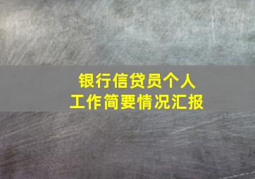 银行信贷员个人工作简要情况汇报