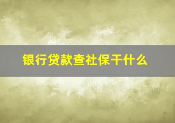 银行贷款查社保干什么