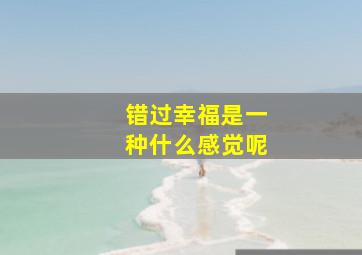 错过幸福是一种什么感觉呢