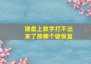 键盘上数字打不出来了按哪个键恢复