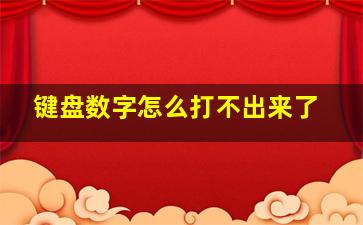 键盘数字怎么打不出来了