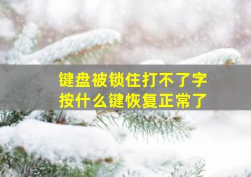 键盘被锁住打不了字按什么键恢复正常了