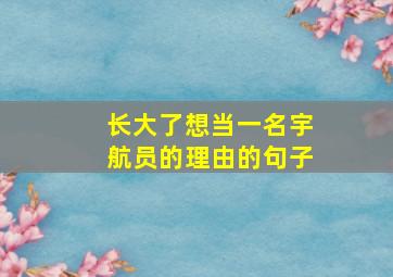 长大了想当一名宇航员的理由的句子