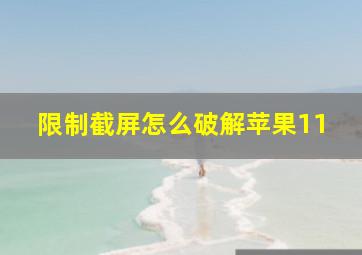 限制截屏怎么破解苹果11