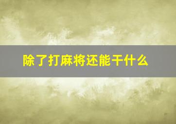 除了打麻将还能干什么