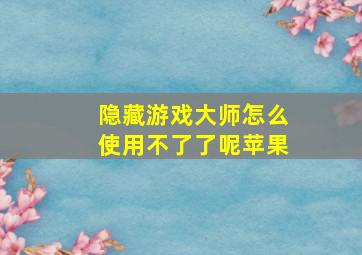 隐藏游戏大师怎么使用不了了呢苹果