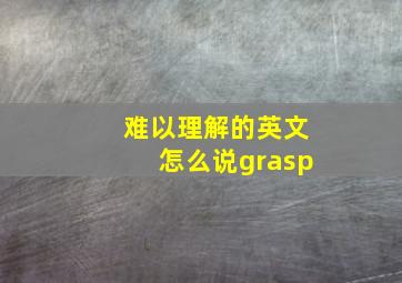 难以理解的英文怎么说grasp