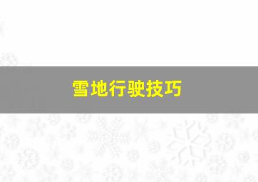 雪地行驶技巧