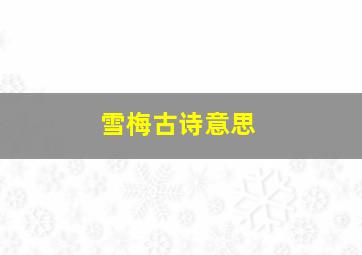 雪梅古诗意思