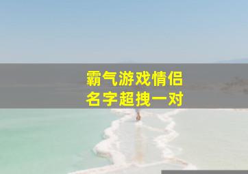 霸气游戏情侣名字超拽一对