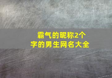 霸气的昵称2个字的男生网名大全