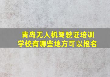 青岛无人机驾驶证培训学校有哪些地方可以报名