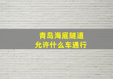 青岛海底隧道允许什么车通行