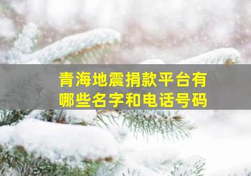 青海地震捐款平台有哪些名字和电话号码