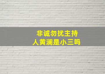 非诚勿扰主持人黄澜是小三吗