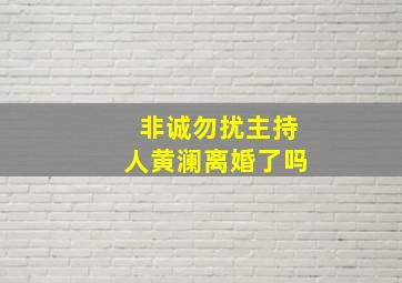 非诚勿扰主持人黄澜离婚了吗