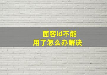 面容id不能用了怎么办解决