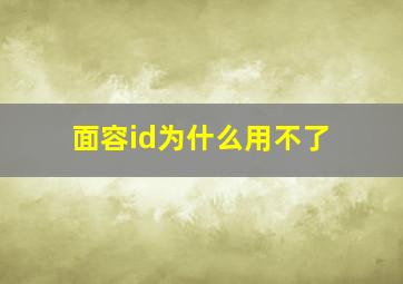 面容id为什么用不了