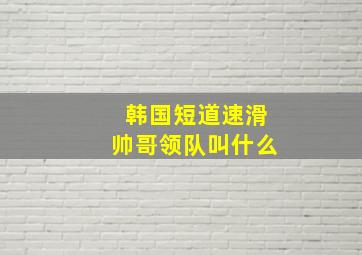 韩国短道速滑帅哥领队叫什么