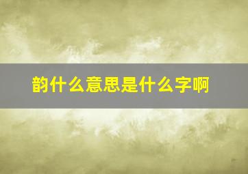 韵什么意思是什么字啊