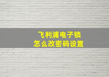 飞利浦电子锁怎么改密码设置