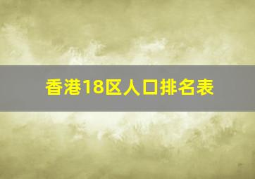 香港18区人口排名表