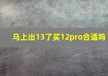 马上出13了买12pro合适吗