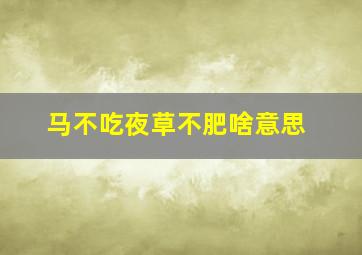 马不吃夜草不肥啥意思