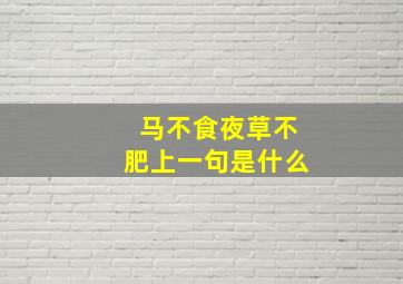 马不食夜草不肥上一句是什么