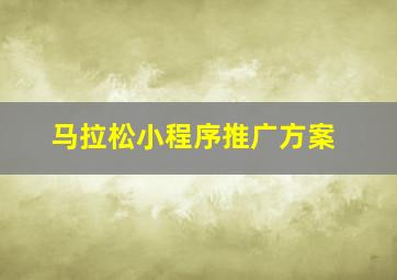 马拉松小程序推广方案