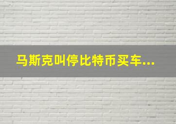 马斯克叫停比特币买车...