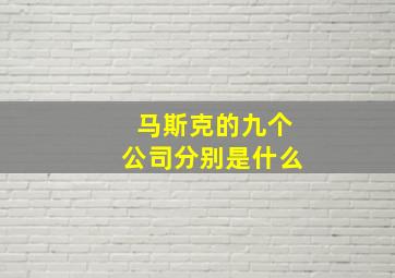 马斯克的九个公司分别是什么