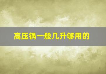 高压锅一般几升够用的