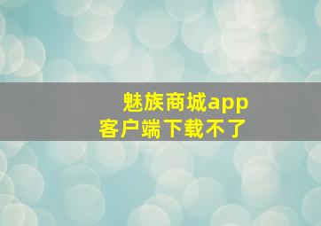 魅族商城app客户端下载不了