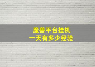 魔兽平台挂机一天有多少经验