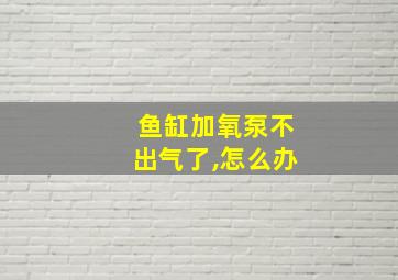 鱼缸加氧泵不出气了,怎么办