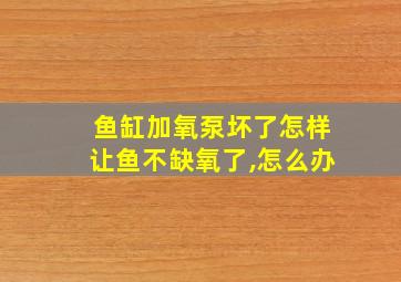 鱼缸加氧泵坏了怎样让鱼不缺氧了,怎么办