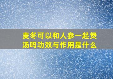 麦冬可以和人参一起煲汤吗功效与作用是什么