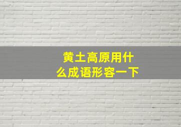 黄土高原用什么成语形容一下