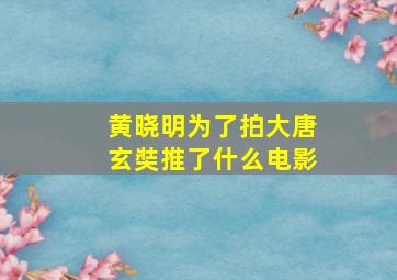 黄晓明为了拍大唐玄奘推了什么电影