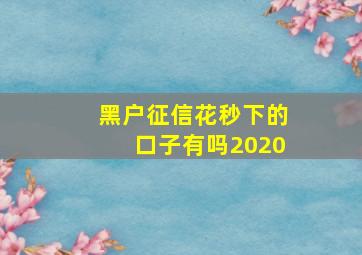 黑户征信花秒下的口子有吗2020