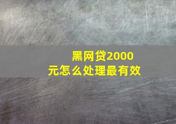 黑网贷2000元怎么处理最有效